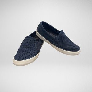 Blue & White Sperry Faux Suede Slip On Sneakers